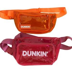 Bundle of DUNKIN Donuts Clear Fanny Packs - Hip Bag - Belt Bags - Pink & Orange